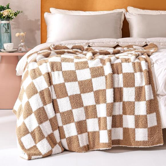 Checkered Blanket Ultra Soft Checkered Throw Blanket Warm Fluffy Checkerboard... - Picture 2 of 5